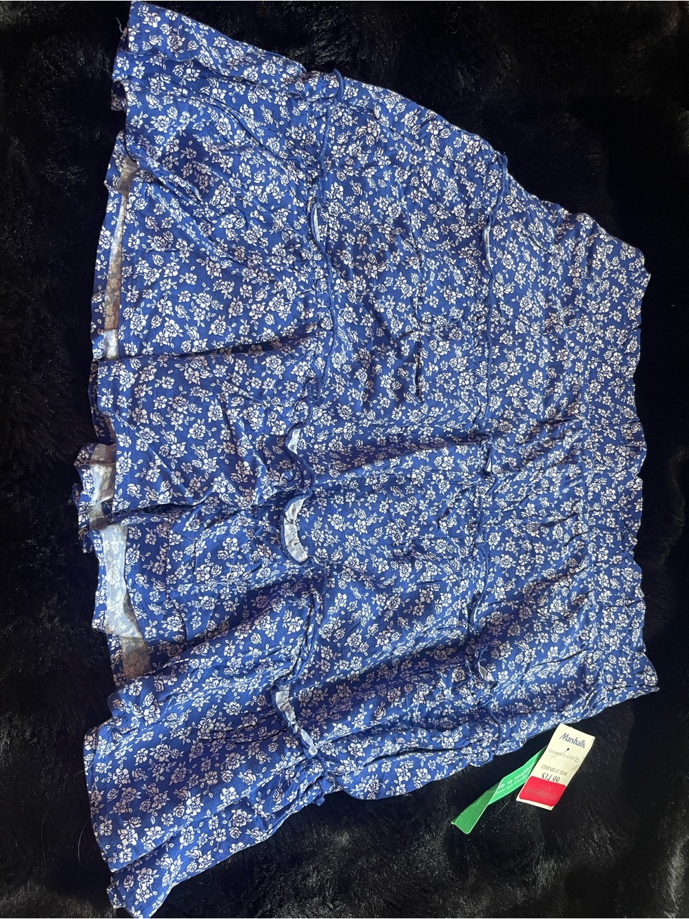 Love on a Hanger Blue Floral Tiered Mini Skirt